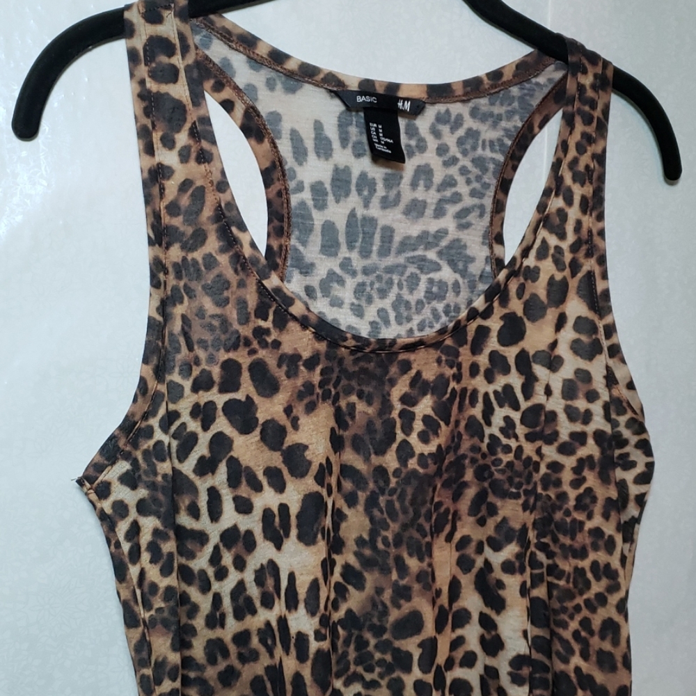 🌿H&M Cheetah Print Tunic Tank Top Sz M - Picture 3 of 7